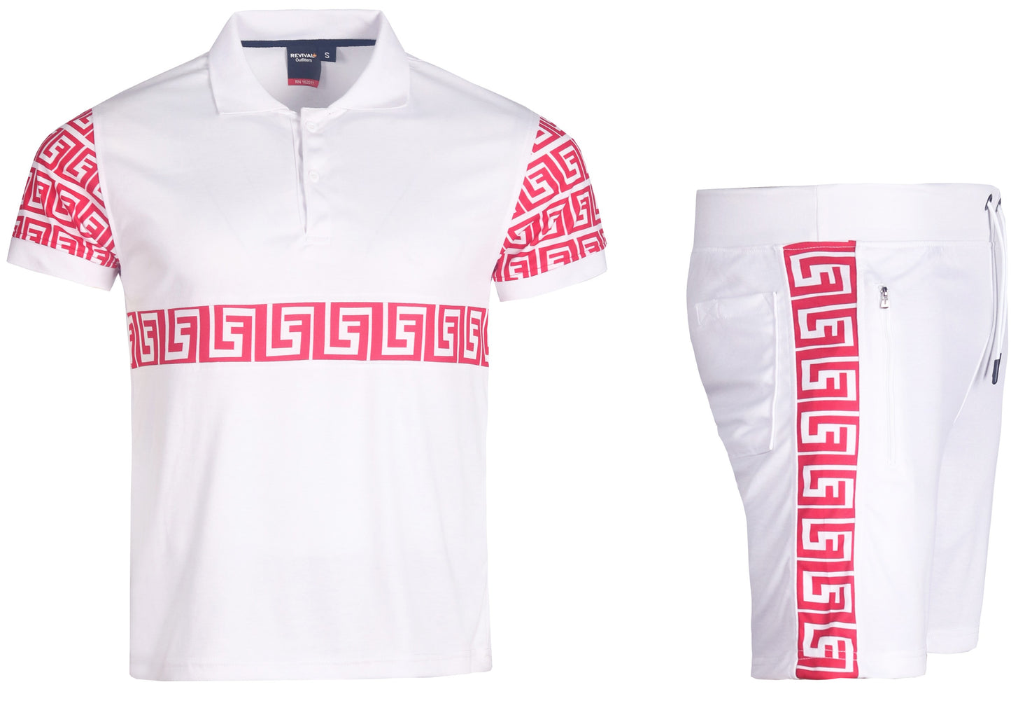 MEN'S CLASSIC 2 PIECE SOLID PRINTED ART DESIGNER SHIRT & SHORT MATCHING SETS