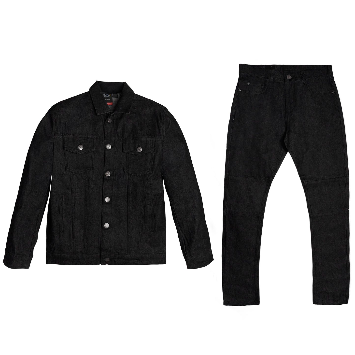 Men 2-Piece Hardcore Unwashed Denim Standard Fitted Jean Suit Jacket & Pants