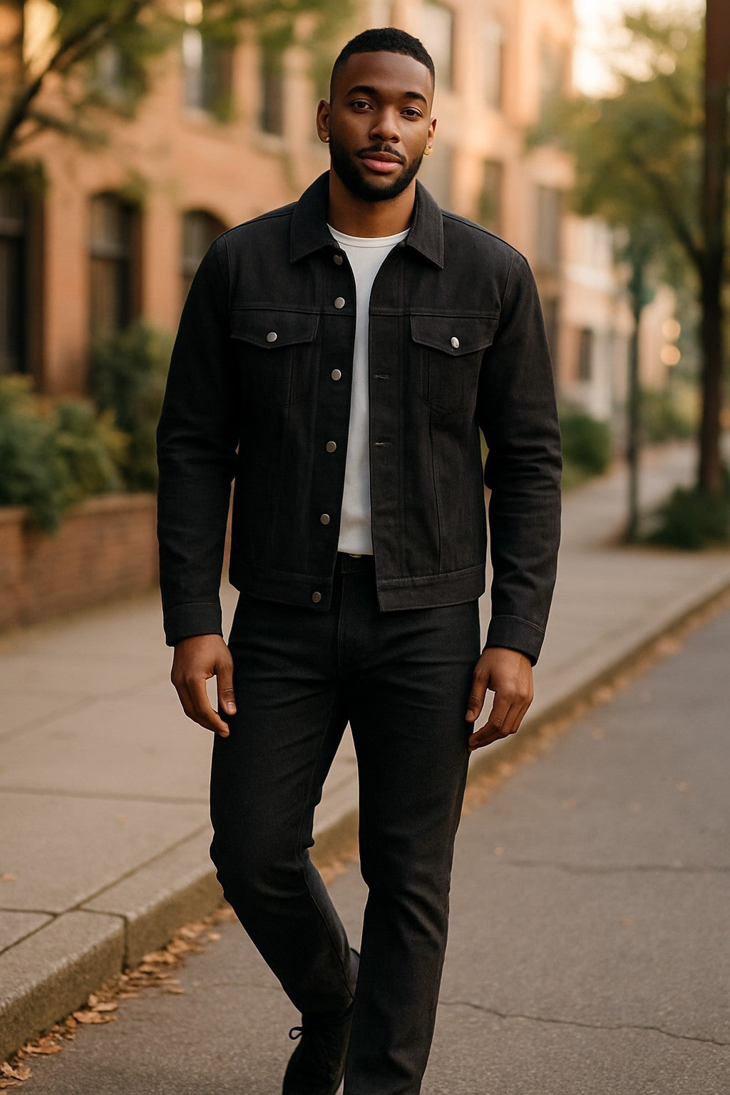 Men 2-Piece Hardcore Unwashed Denim Standard Fitted Jean Suit Jacket & Pants