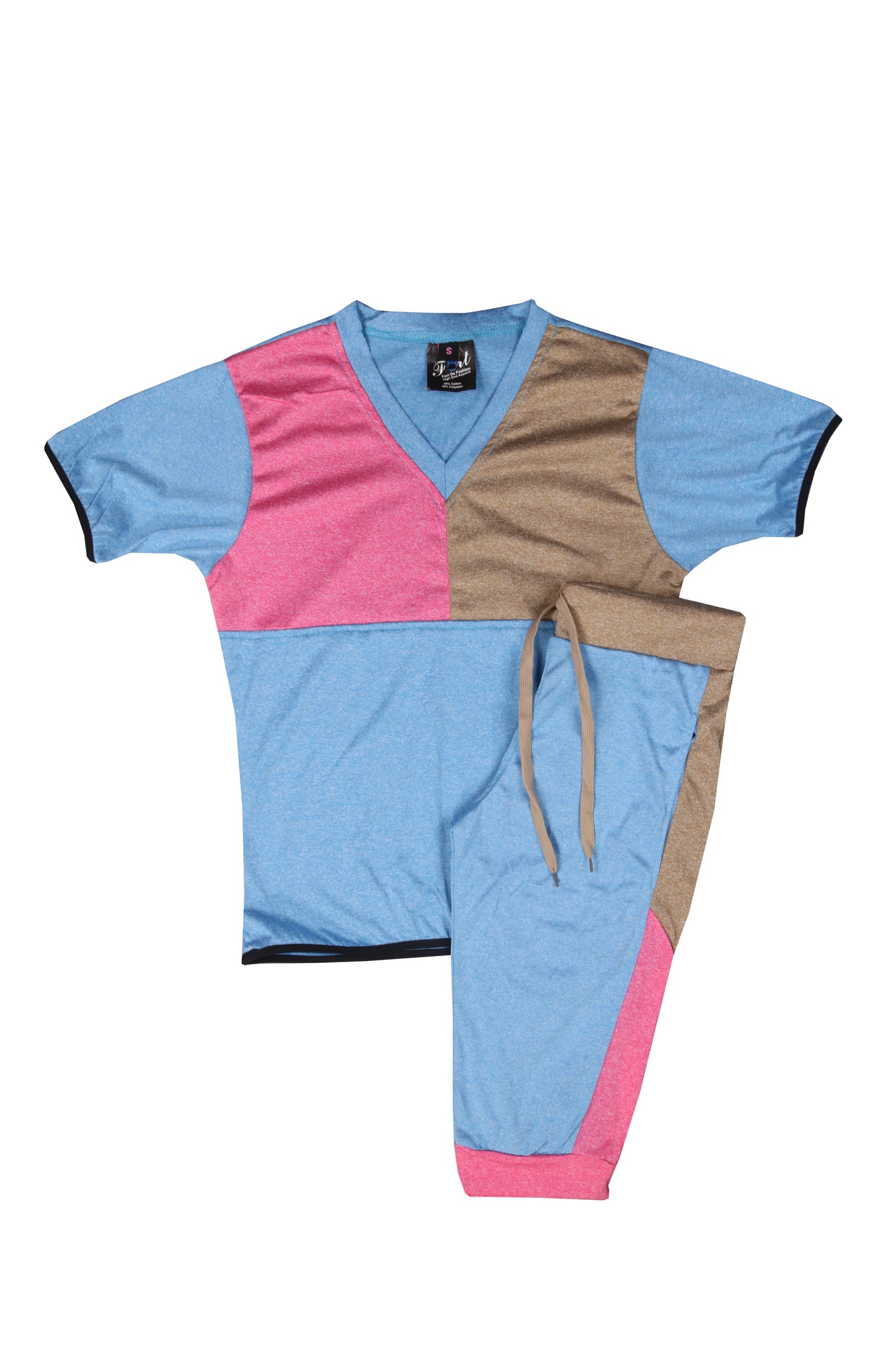 LADIES 2 PIECE CASUAL SUMMER CAPRI SET WITH DRAWSTRING SMALL UPTO 3XL