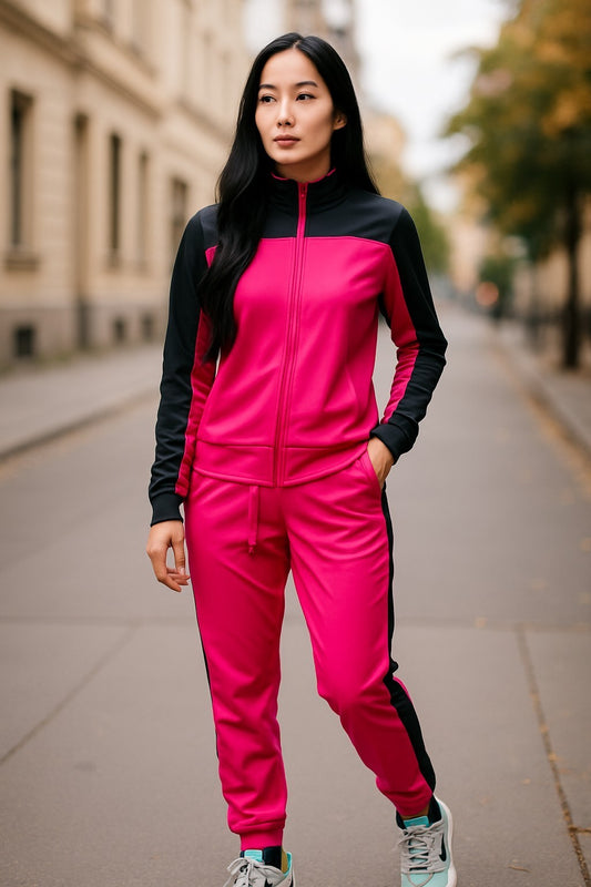 WOMEN'S 2-TONED ACTIVEWEAR FASHIONED JOGGER TRACKSUIT
