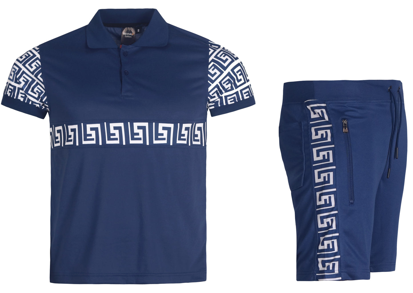 MEN'S CLASSIC 2 PIECE SOLID PRINTED ART DESIGNER SHIRT & SHORT MATCHING SETS