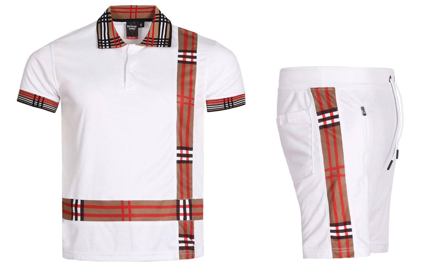 MEN'S 2 PIECE SOLID SUMMER PLAID CHECKER STRIPED CASUAL SHORT SET W/DRAWSTRINGS