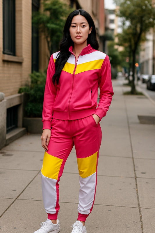 LADIES JOGGER STRIPED TRACKSUIT WITH DRAWSTRING ( AS WORE IN WELCOME TO FLATCH )