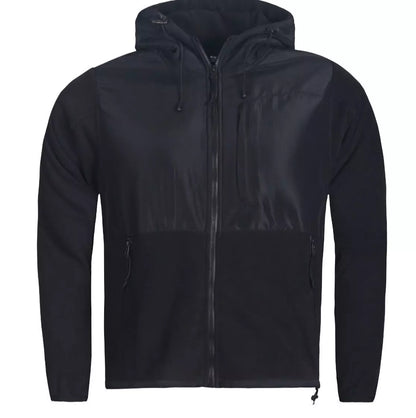 Men's Solid Light Weight Zip Up Warm Fleece Jacket 3 Pockets W/Hood &Drawstrings