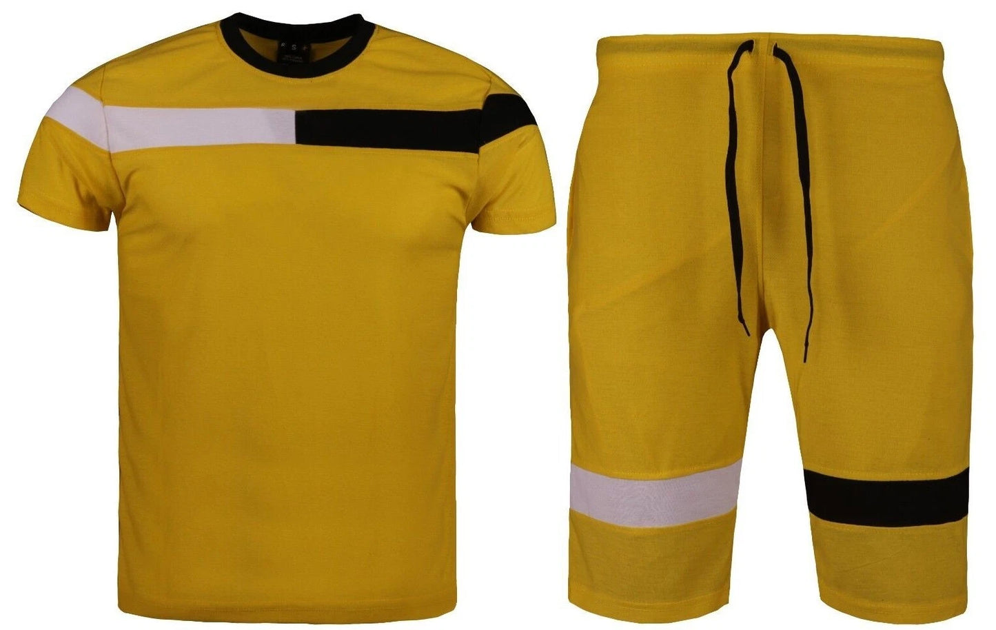 MEN 2 PIECE STRIPED CREW NECK SUMMER SHORT SLEEVE T.SHIRT & SHORT SET (#223)
